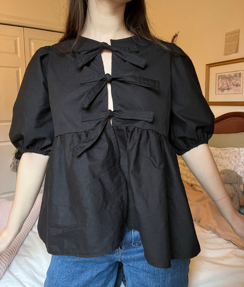 Puffed Sleeve Peplum Top