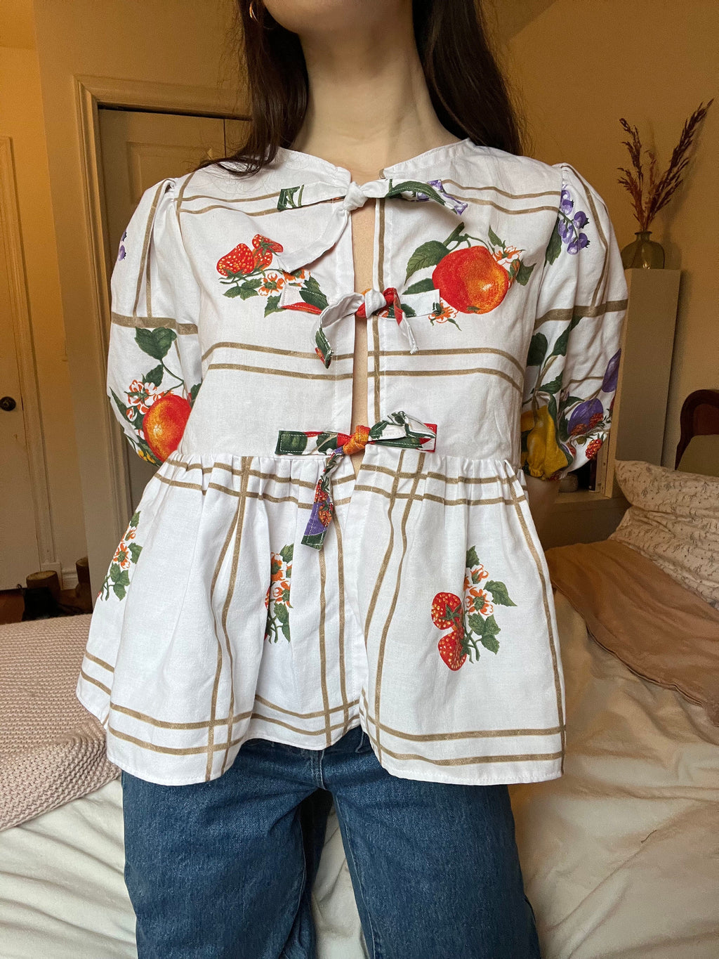 Puffed Sleeve Peplum Top