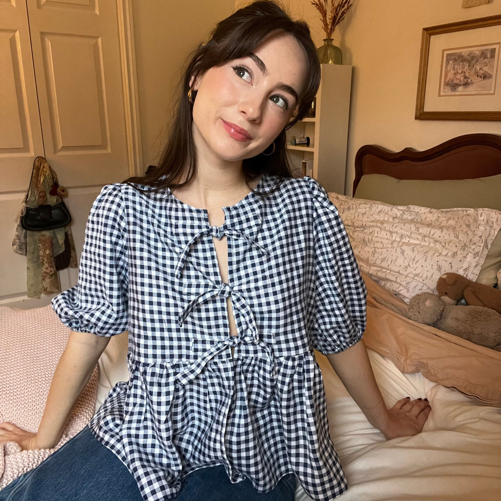 Puffed Sleeve Peplum Top