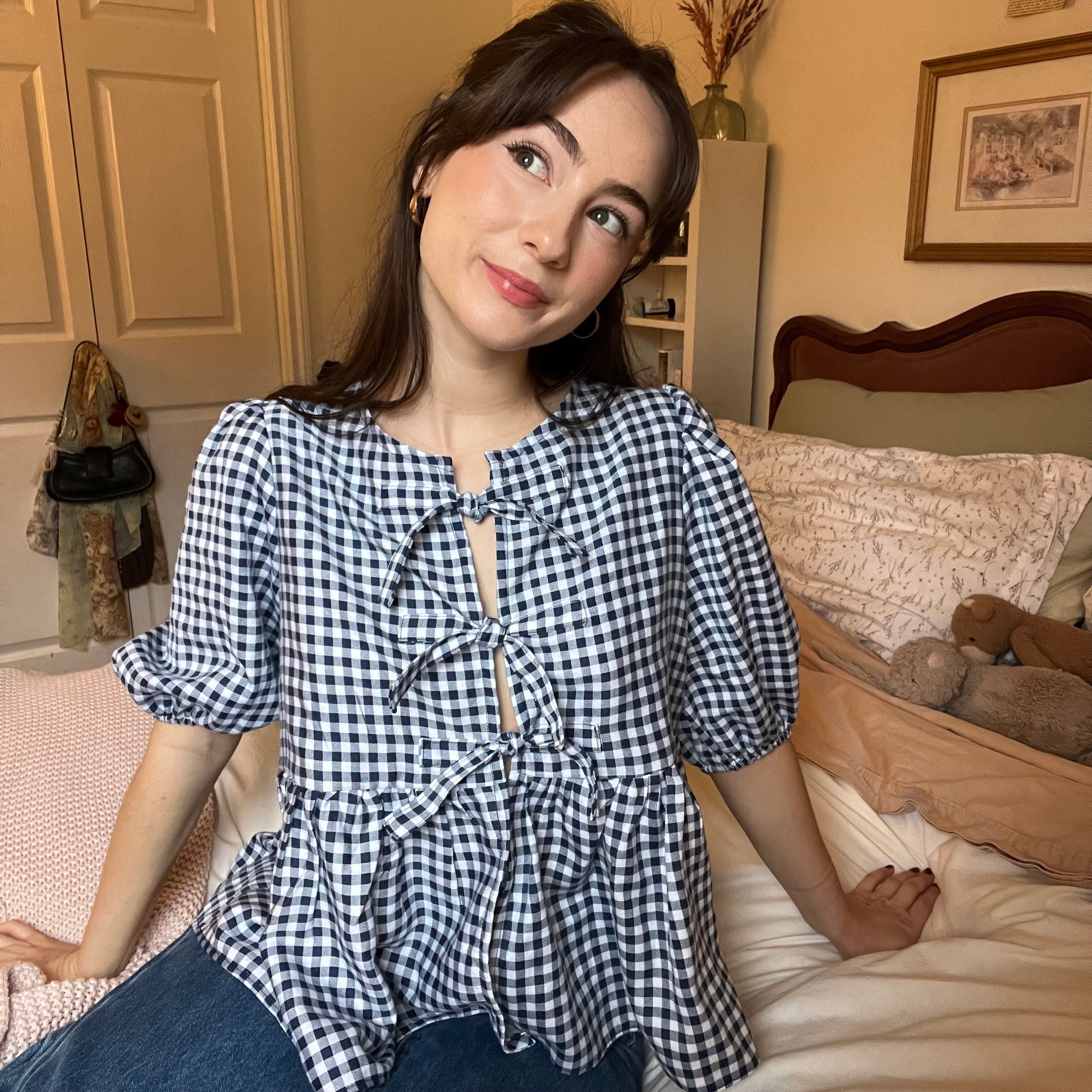 Puffed Sleeve Peplum Top